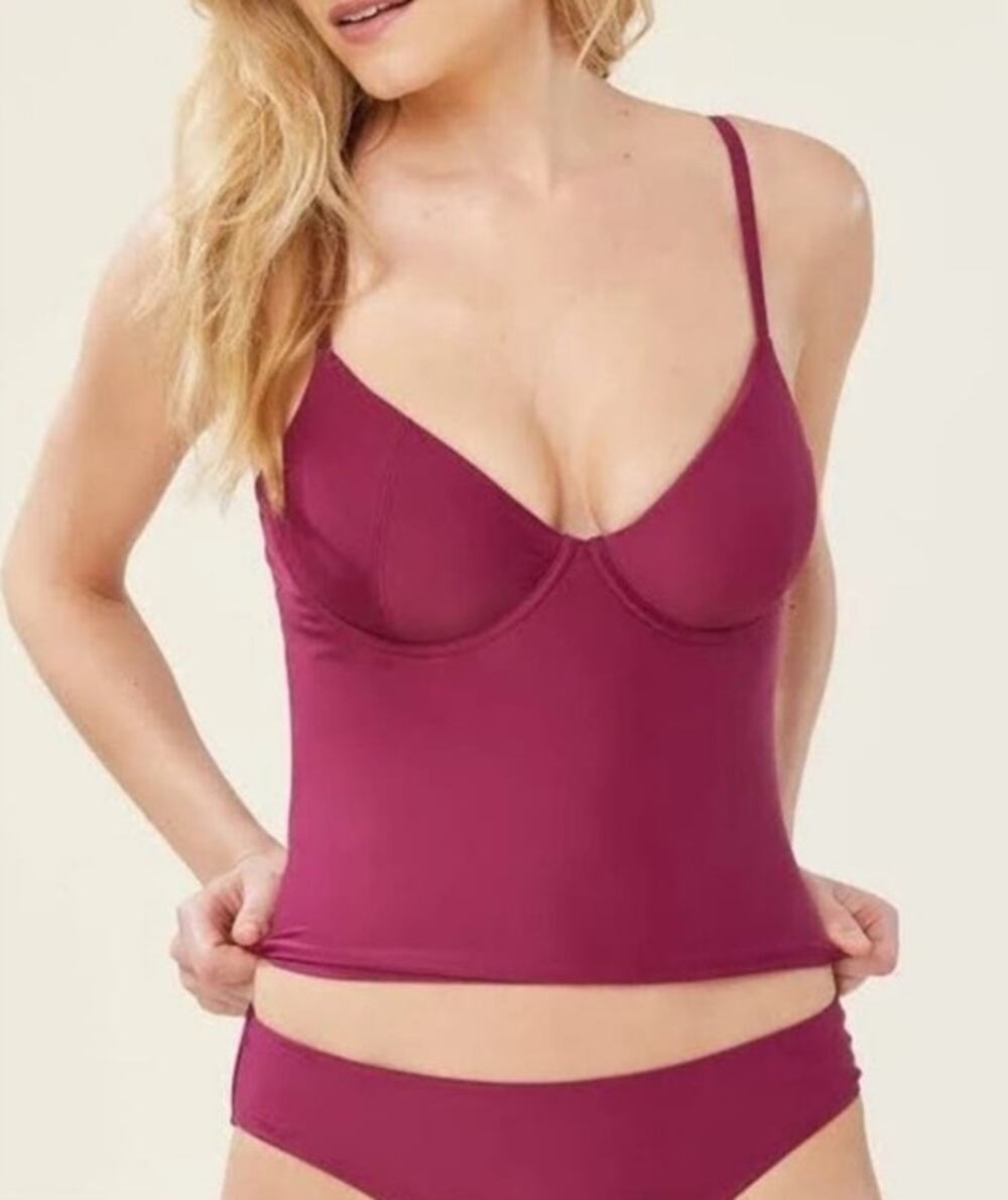NWT Andie Swim The Canary Bikini Tank Top Tankini Plum Medium Beach Pool Travel